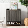 thumbnail image 6 of ARKANTOS Shoe Cabinet with 2 Fluted Doors and Shelves for Entryway Charcoal Oak, 6 of 6