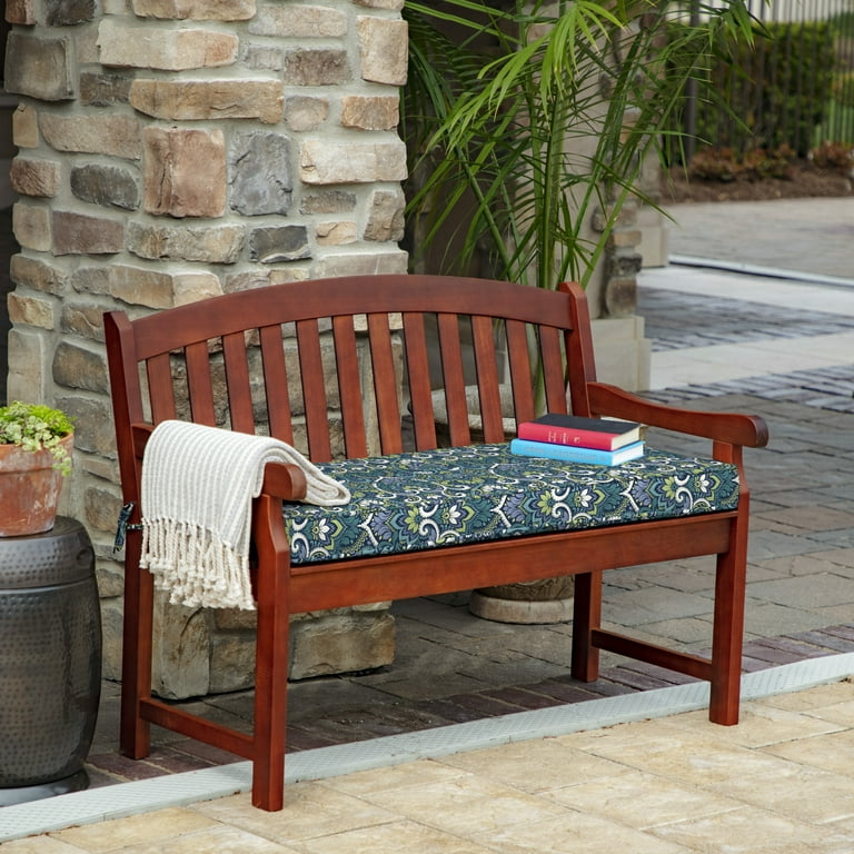 Arden Selections ProFoam Essentials 46 x 18 x 3.5 Inch Outdoor Bench Cushion Sapphire Aurora Blue Damask Walmart