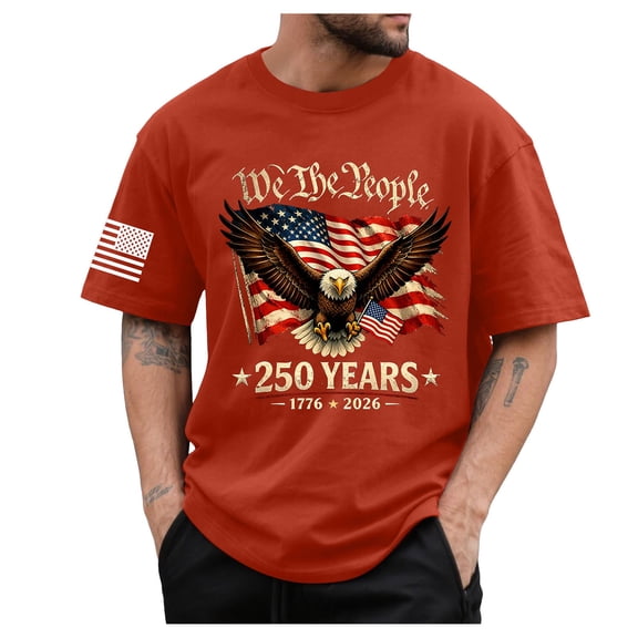 Usa Flag Shirts for Men American Flag USA United States of America US 4th of July T-Shirt (Red,2XL)