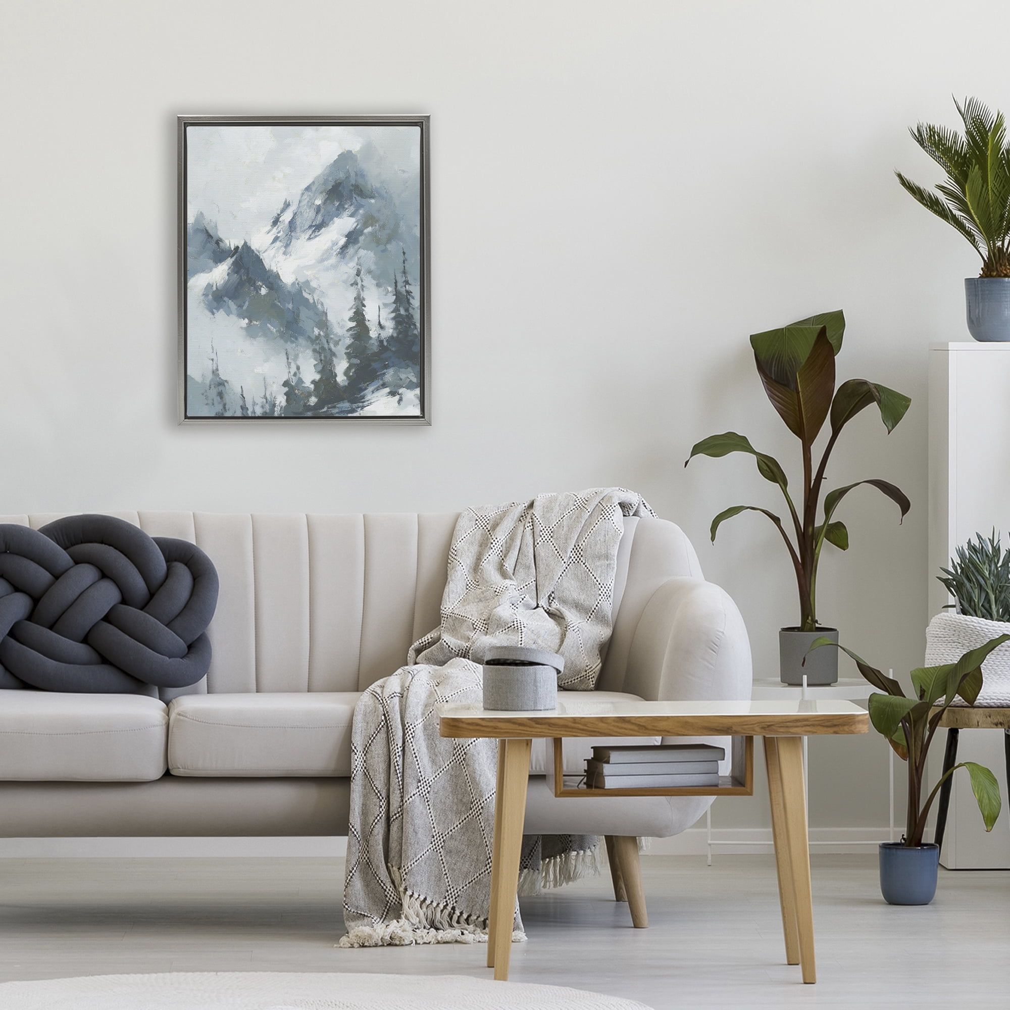 Stupell Industries Frozen Majesty Mountains Gray Framed Floater Canvas Wall Art, design by Svetlana Aleynikova