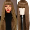 thumbnail image 7 of YSGFHGJW Human Hair Wig,Long Straight Wig With Bangs Hair Wig For Women Synthetic Natural Wig ,Various Colors Available,Daily Wear Party And Cosplay Soft Wig, 7 of 7