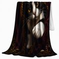 thumbnail image 2 of Elegant Tuxedo Cat Portrait, Mystical Pet Portrait Pattern, Warm Flannel Blanket for Living Room and Bedroom with Detailed Artwork, Cat Lovers autumn celebration Gift, Pet Lover Home Decor, 2 of 9