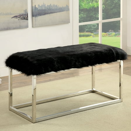 Kika Padded Fabric Long Bench, Black