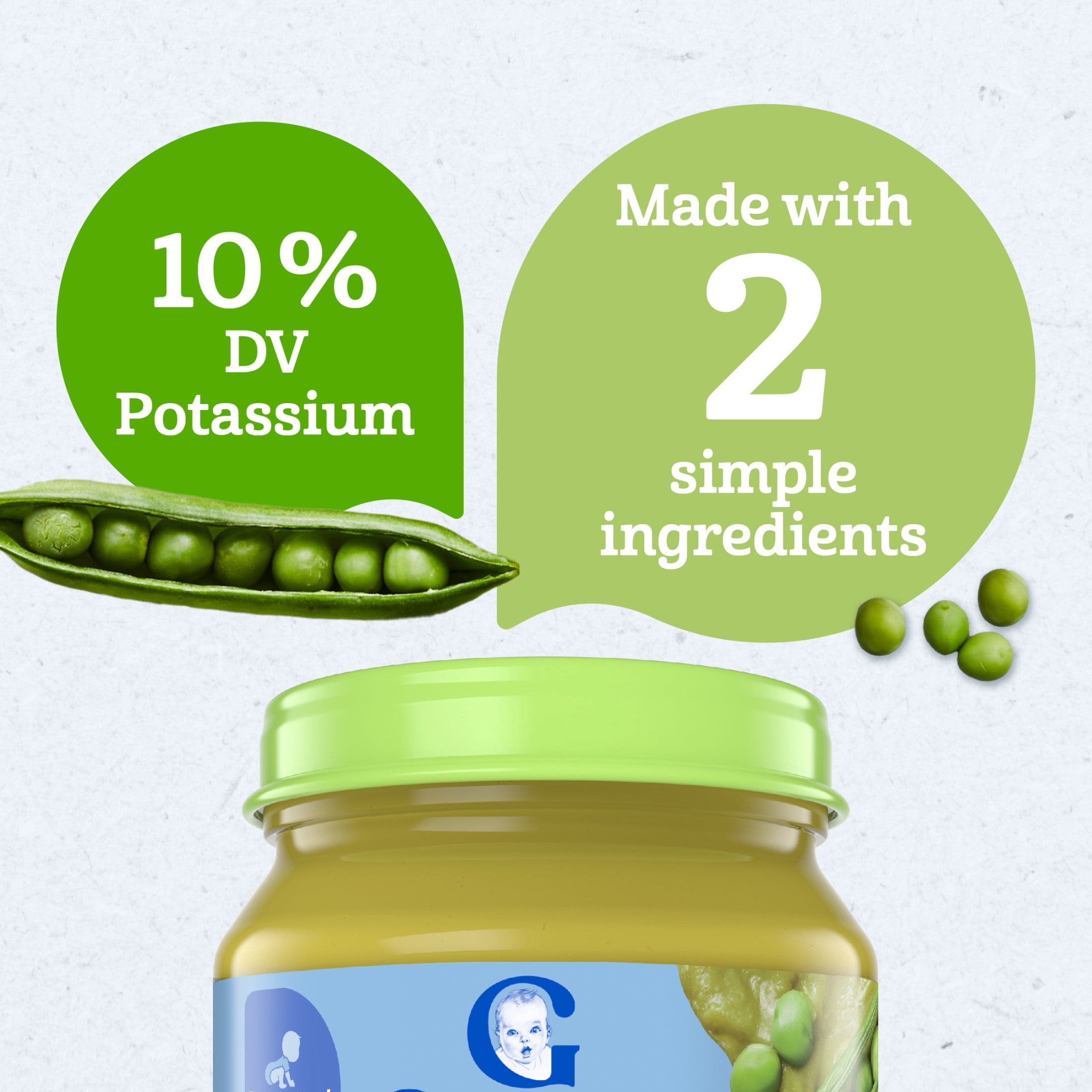 (12 pack) Gerber Organic Stage 1 Baby Food Puree, Pea, 4 oz Jar