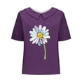 thumbnail image 4 of Blouses pour Femmes, T-Shirt Décontracté Imprimé Mode Manches Courtes Col Poupée Mignon Coton et Lin Blouse, 4 of 4