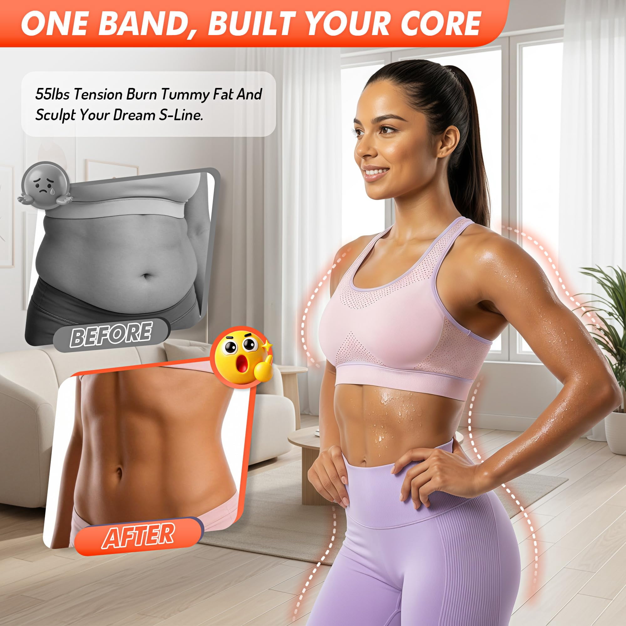 Pedal Resistance Band with Handle | Upgraded 55LBS Exercise Resistance Bands for Core, Abs, Legs, Glutes, Arms, Strength, Physical Therapy, Pilates, Sit Up Workout Equipment for Women Home Gym