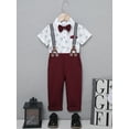 thumbnail image 4 of SANMIO Toddler Baby Boy Clothes Suit Gentleman Wedding Formal Dress Outfits,  Shirt with Bowtie + Suspender Pants 1-5 Years, 4 of 6