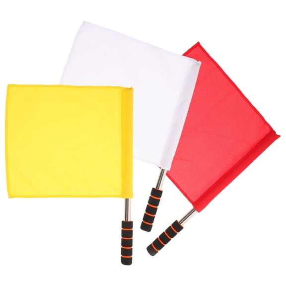 Topbathy 3pcs Stainless Steel Red Referee Flags for Sports Training and Events Color Guard Racing Match Waving Flags