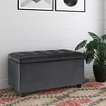 thumbnail image 2 of SIMPLIHOME Cosmopolitan 34 inch Wide Rectangle Lift Top Storage Ottoman in Upholstered Distressed Black Tufted Faux Leather, Footrest Stool, Coffee Table for the Living Room, Bedroom and Kids Room, 2 of 2