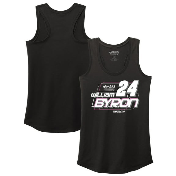 Women's Hendrick Motorsports Team Collection Black William Byron Name & Number Racerback Tri-Blend Tank Top