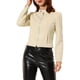 thumbnail image 5 of Chaqueta de motocicleta recortada con cremallera de cuello alto de ante sintético para mujer INSPIRE CHIC XL Beige, 5 of 7