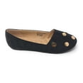 thumbnail image 3 of Victoria K Women's Round Gold Studs Denim Ballerina Flats, 3 of 5