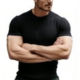 thumbnail image 3 of VgaVtl Polo Style Shirts for Men Big and Tall Summer Short Sleeve Collared Daily Mens Shirts Knit Slim Casual Striped, 3 of 4