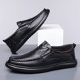 thumbnail image 3 of Men's White Perforated Strip Decor Slip-On Gum Sole Leather Loafers, 3 of 6