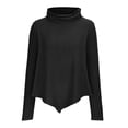 thumbnail image 4 of tarylea Women Tops Casual Turtleneck V Shaped Hem Tops Solid Color Long Sleeve Loose Shirt Comfy Tops, 4 of 6