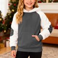 thumbnail image 2 of Tanghaowl Kids Hoodies Child Boys Girls Christmas Long Sleeve Patchwork Hooded Pullover Tops Keep Warm Sweatshirts Clothes Grey 13-14 Years, 2 of 7