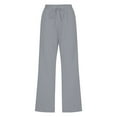 thumbnail image 3 of DuoJiaJ Women's Casual Solid Color Plain Weave Breathable 7/8 Pants Women’s Casual Cropped Wide Leg Pants, 3 of 3