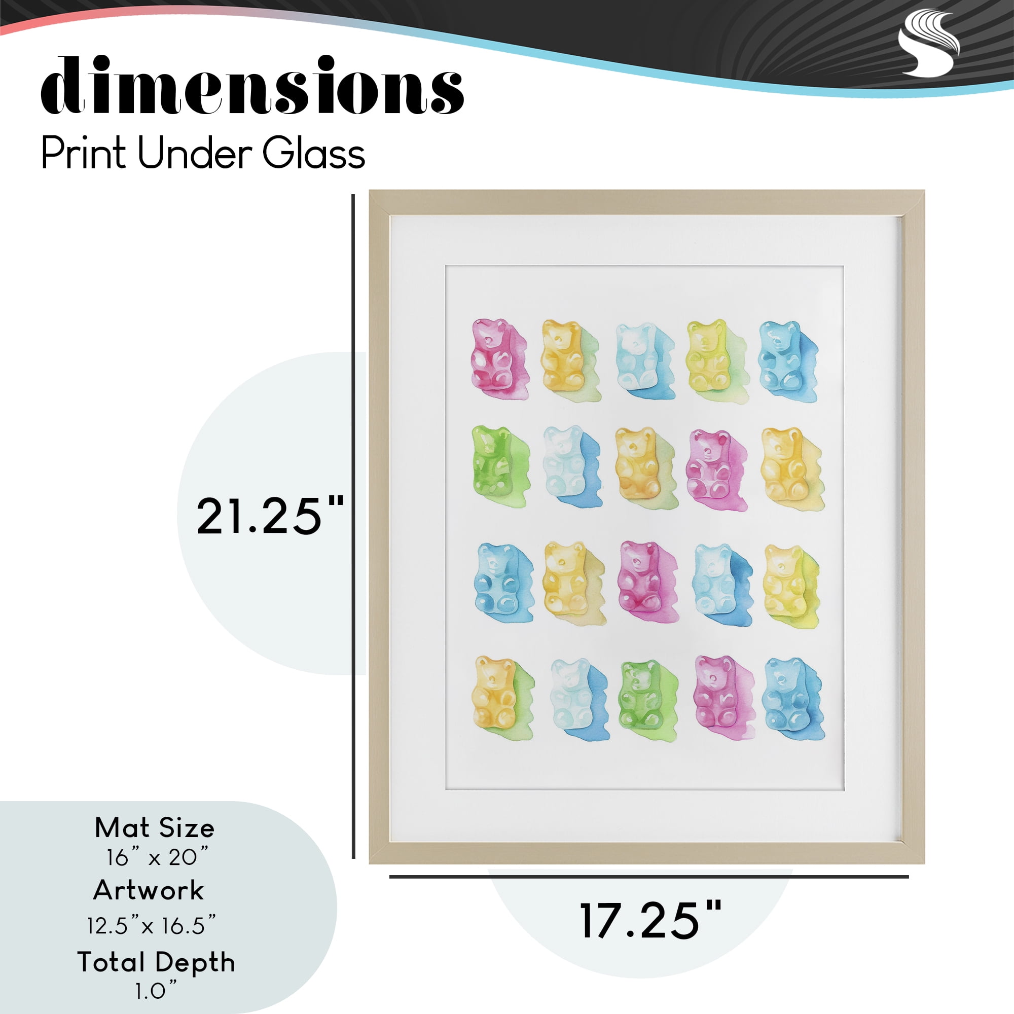 Pastel Candy Bears Collection Birch Framed Print Under Glass, design by Lil' Rue