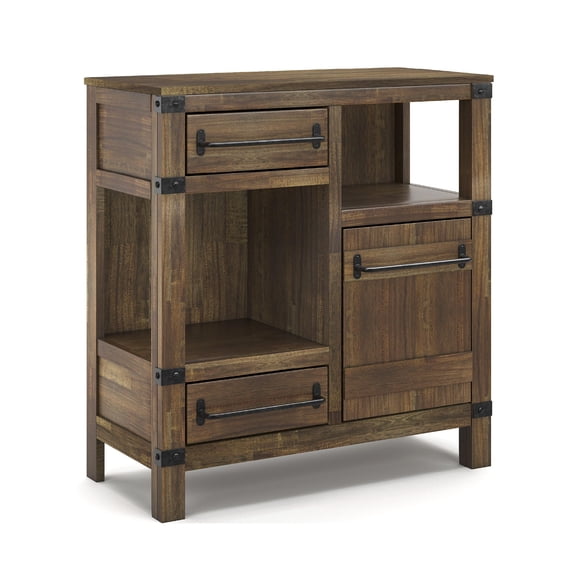 Pemberly Row Modern Accent Cabinet in Light Brown and Bronze