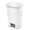 thumbnail image 2 of (4 pack) Sterilite Large Kitchen Trash Can, 11.9 Gallon Plastic Garbage Bin with Step Lid, White, 2 of 10