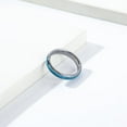 thumbnail image 3 of PAMTIER Men's 4mm Tungsten Steel Classic Dome Thin Stackable Synthetic Turquoise Gemstone Inlay Pinky Ring Wedding Band Matching Set Silver Size 5, 3 of 7