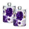 thumbnail image 2 of Light and Dark Purple Roses Green Leaves Translucent Plastic Cans Storage Canisters with Lid Set of 4, 2 of 7