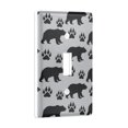 thumbnail image 2 of Yayeee Toggle Light Switch Wall Plate 1-Gang 4.5"x2.7" Home Decorative Outlet Cover, Gray Bear Paws Pattern, 2 of 7