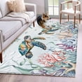 thumbnail image 2 of Rectangle Rug 3x5Ft Sea Turtle Coral Seaweed Soft Indoor Throw Rugs Carpets for Living Dining Bedroom Kids Room Non-Slip Playroom Crawl Rug Floor Mats Summer Coastal Nautical Theme, 2 of 9