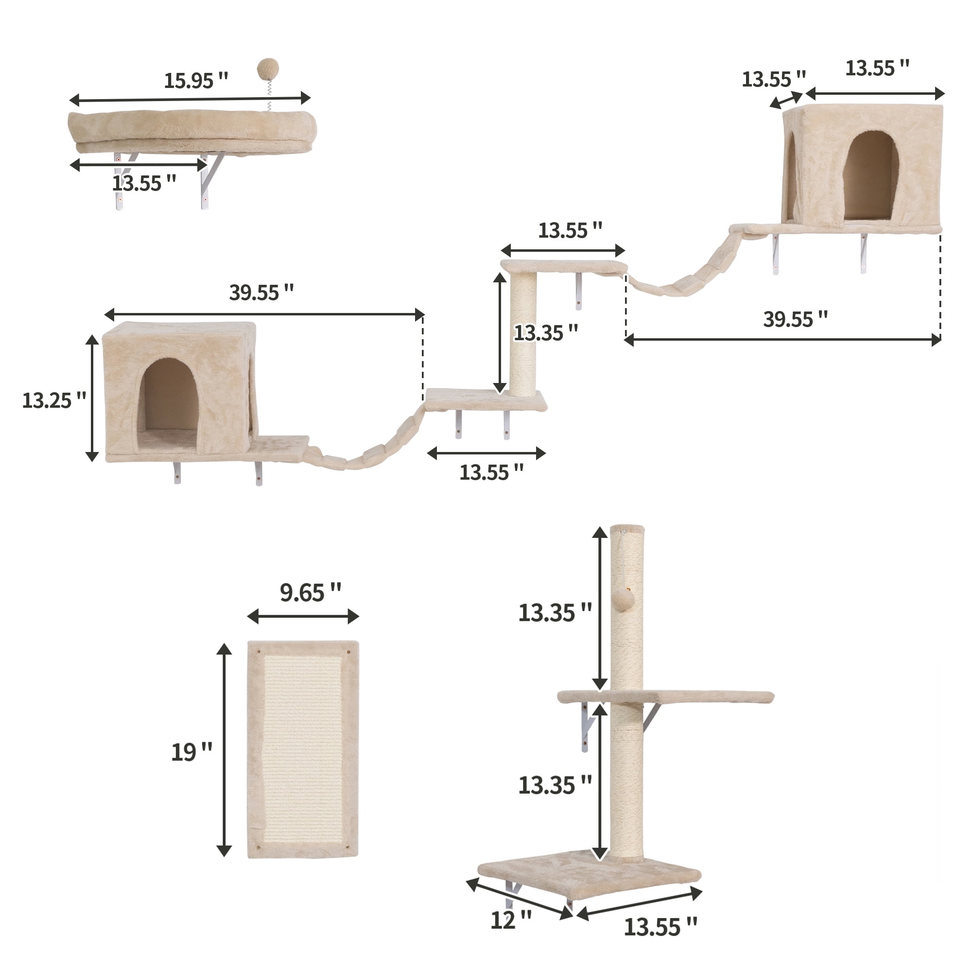 Pefilos Cat Wall Shelves and Perches Set for 6, Cat Tree House for Indoor Cats, Modern Furniture for Cat Sleeping Playing Lounging Climbing Cat Condos, Beige Pefilos Cat Wall Shelves and Perches Set for 6, Cat Tree House for Indoor Cats, Modern Furniture for Cat Sleeping Playing Lounging Climbing Cat Condos, Beige