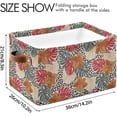 thumbnail image 3 of FREEAMG Palm Leopard Print Foldable Canvas Storage Bin, Sturdy Fabric Storage Basket with Handles, Storage Cube Box for Organizing Shelf Nursery Toy Closet 1PCS, 3 of 7