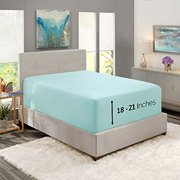 Nestl Fitted Sheets Full Size – Premium 1800 Microfiber Fitted Bed Sheets 18-23" Deep Pocket Hypoallergenic and Fade Resistant (Aqua Light Blue)
