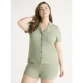 thumbnail image 2 of Joyspun Women's Dreamy Soft Collection Notch Collar Top and Shorts Pajama Set, 2-Piece, Sizes XS-3X, 2 of 6