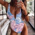 thumbnail image 2 of QLEICOM Women's Swimsuits High Waisted Tummy Control Swimwear Sexy Fashion Bikini Print One-piece Print Swimsuit Swimwear Beachwear Set Women Bikinis Swimming Bathing Suits Sky Blue XL, 2 of 4