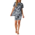 thumbnail image 2 of INSPIRE CHIC Women Tie Dye Lounge Set Outfits Biker Shorts Sets Loungewear L Black, 2 of 6