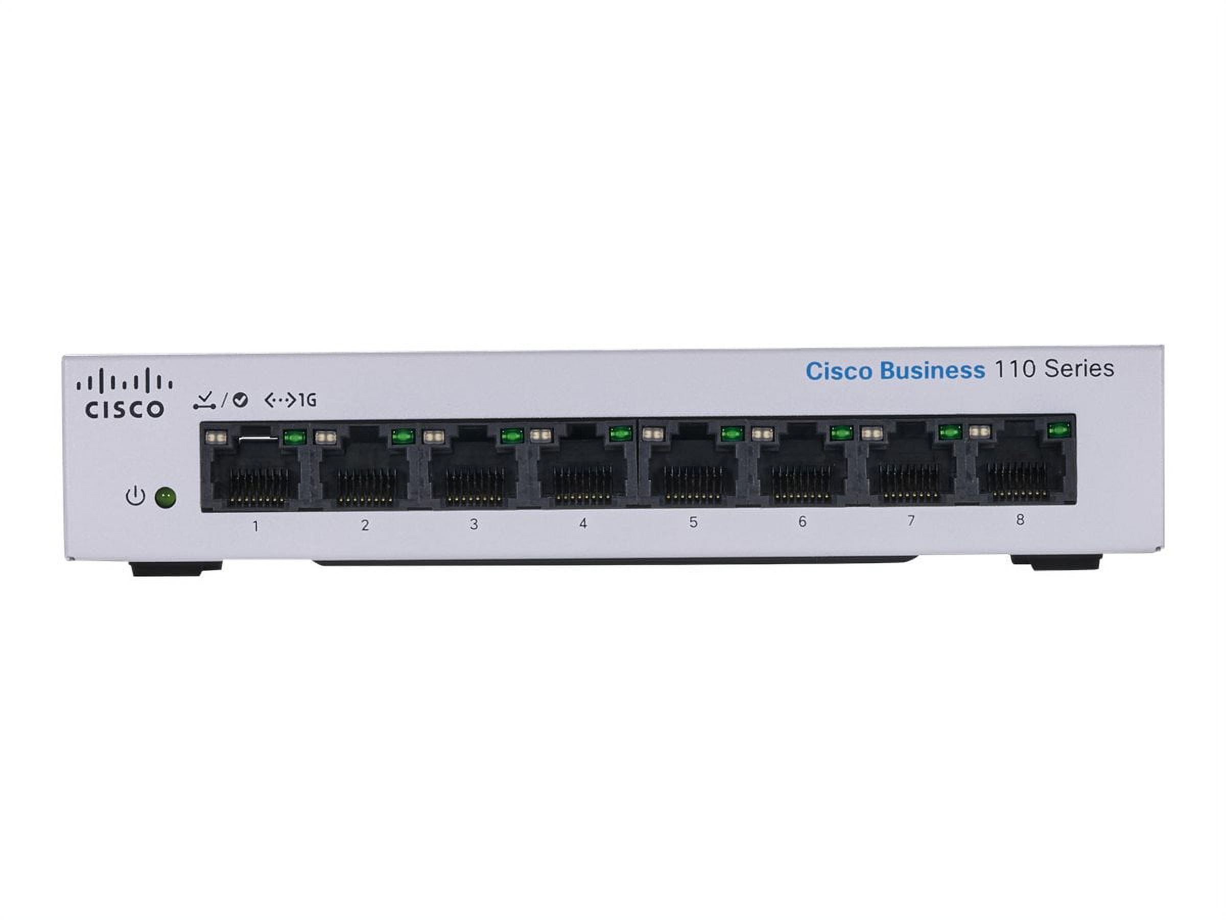 Cisco 110 CBS110-8PP-D Ethernet Switch - 8 Ports - 2 Layer Supported - 32 W PoE Budget - Twisted Pair - PoE Ports - Desktop, Wall Mountable, Rack-mountable - Lifetime Limited Warranty