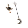 thumbnail image 3 of Pendientes asimétricos para mujer, diferentes formas, diseño de planeta y luna, dorados., 3 of 12