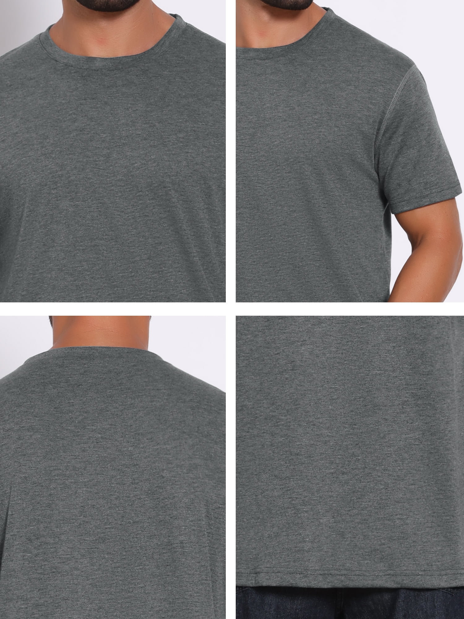 DARING DIVA Men's Crew Neck Short Sleeve Solid Color Retro Style T-Shirt M Dark Gray