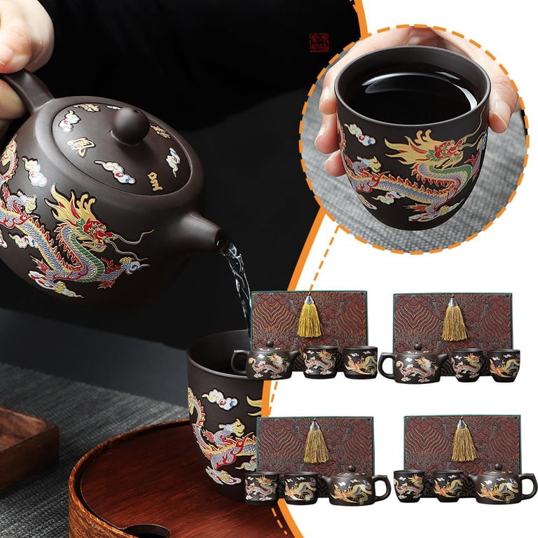 Yixing Zisha Purple Clay Chinese Tea Pot Set - Small Kungfu Pot With 3 Cups (120ml) 3 thumbnail image