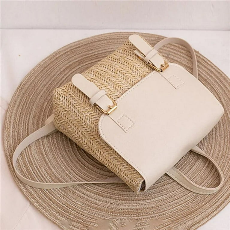Kukuzhu Trendy Leisure Straw Bags for Women Mini Retro Weave Handbag Women s Niche Designer Bag High end Small Rattan Woven Backpack
