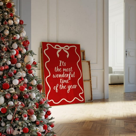 YaHaku It's The Most Wonderful Time Christmas Art Print, Holiday Decor Poster, Merry Christmas Wall Art
