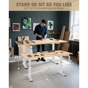WORKPRO 300 lbs Height Adjustable Workbench with Crank Handle, 47.2x 23.6 Rubberwood Work Table, Comfortable Standing Desk for Home Workshop Office, White