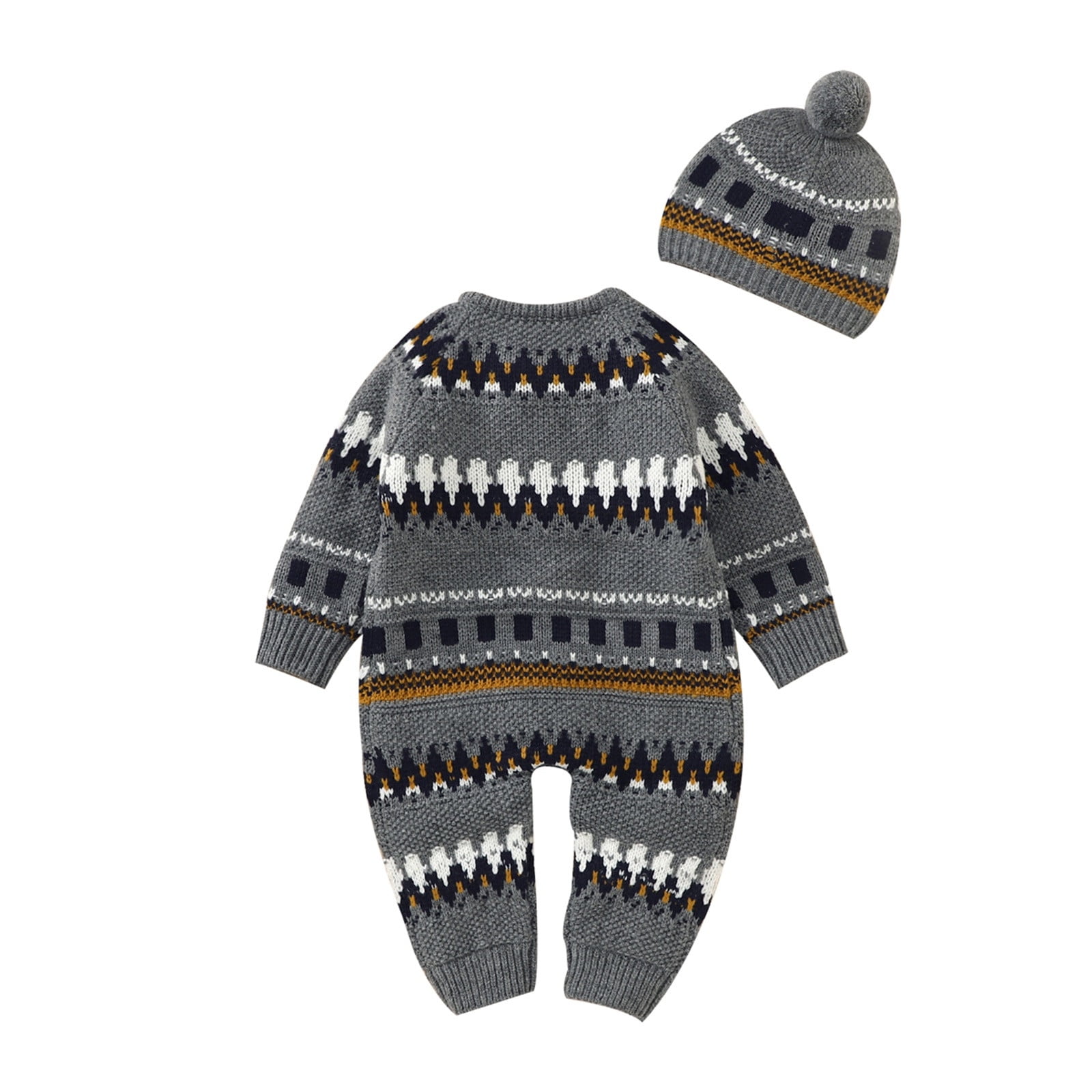 nsendm Big Kid sweater Turtle Neck Toddler Jumpsuit Sweater Baby Knitted Outfits Cotton Romper Girls Boys Hat Set Boys Boys Olive Sweater Boys Clothes Grey 6 12 Months Walmart
