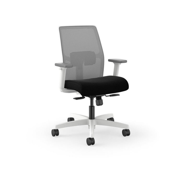 HON Ignition Low-back Task Chair - Navy Fabric Seat - Fog Mesh Back - Designer White Frame - Low Back - Armrest - 1 Each