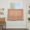 thumbnail image 1 of Parchment Red White Farmhouse Kitchen Curtains Kendra Stripe Rod Pocket Cotton Lace Cotton Burlap Striped 36x36 Tier Pair, 1 of 3