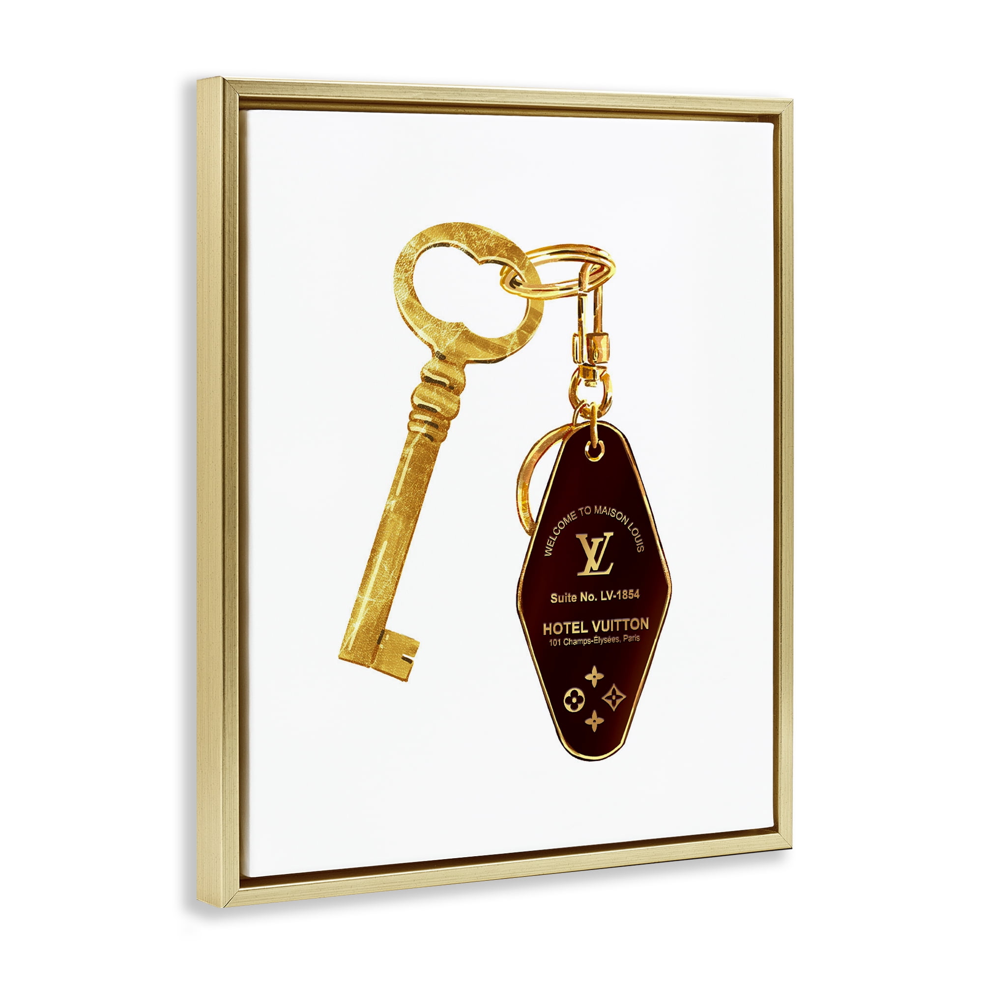 Glam Gold Key Fashion Gold Framed Floater Canvas Wall Art, design by Ziwei Li