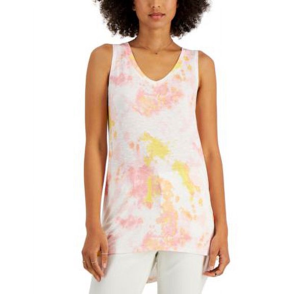 MSRP $20 Style & Co Printed Drapey Tank Top Pink Size Medium