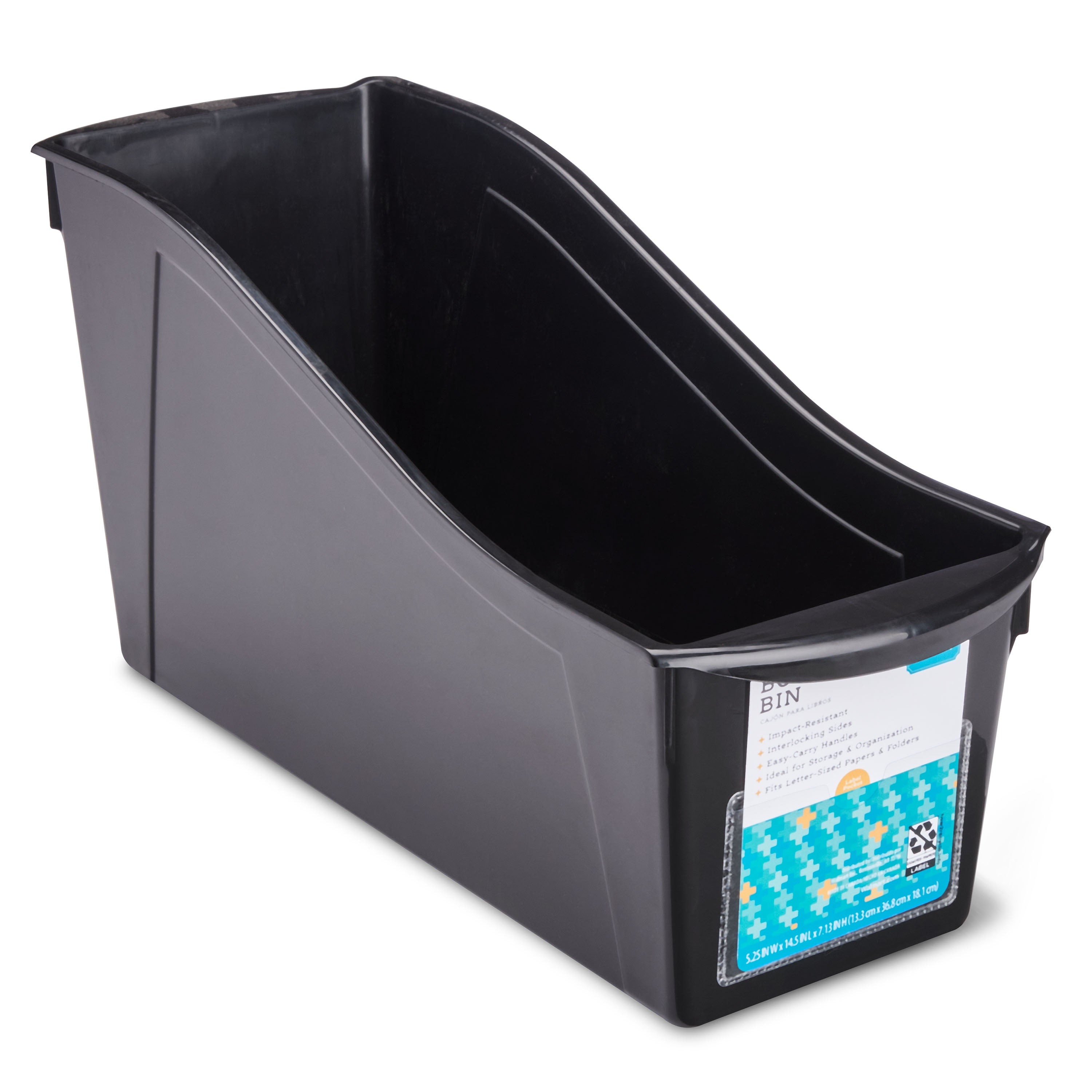 Storex Large Book Bin, Black