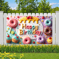 thumbnail image 6 of Decorative Design Happy Birthday Banner Colorful Theme Birthday Party Donut Decoration for Kids Party Event Celebration Decoration, 6 of 7