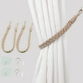 thumbnail image 4 of Braided Curtain Tiebacks with Metal Hooks, No Drill Drape Holdbacks for Farmhouse Bedroom Living Room Window Decor, 4 of 8