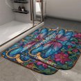 thumbnail image 2 of 1pc Stained Glass Dragonfly Absorbent Non-Slip Bathroom Thickened Flannel Rug Decor,Soft,Quick Drying,Suitable For Indoor/outdoor Use,Bathrooms,Bedrooms,Kitchens,Terrace,Laundry Rooms,16"x24", 2 of 9